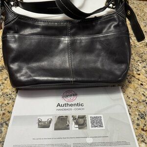 Vintage Coach Black Leather Shoulder Bag